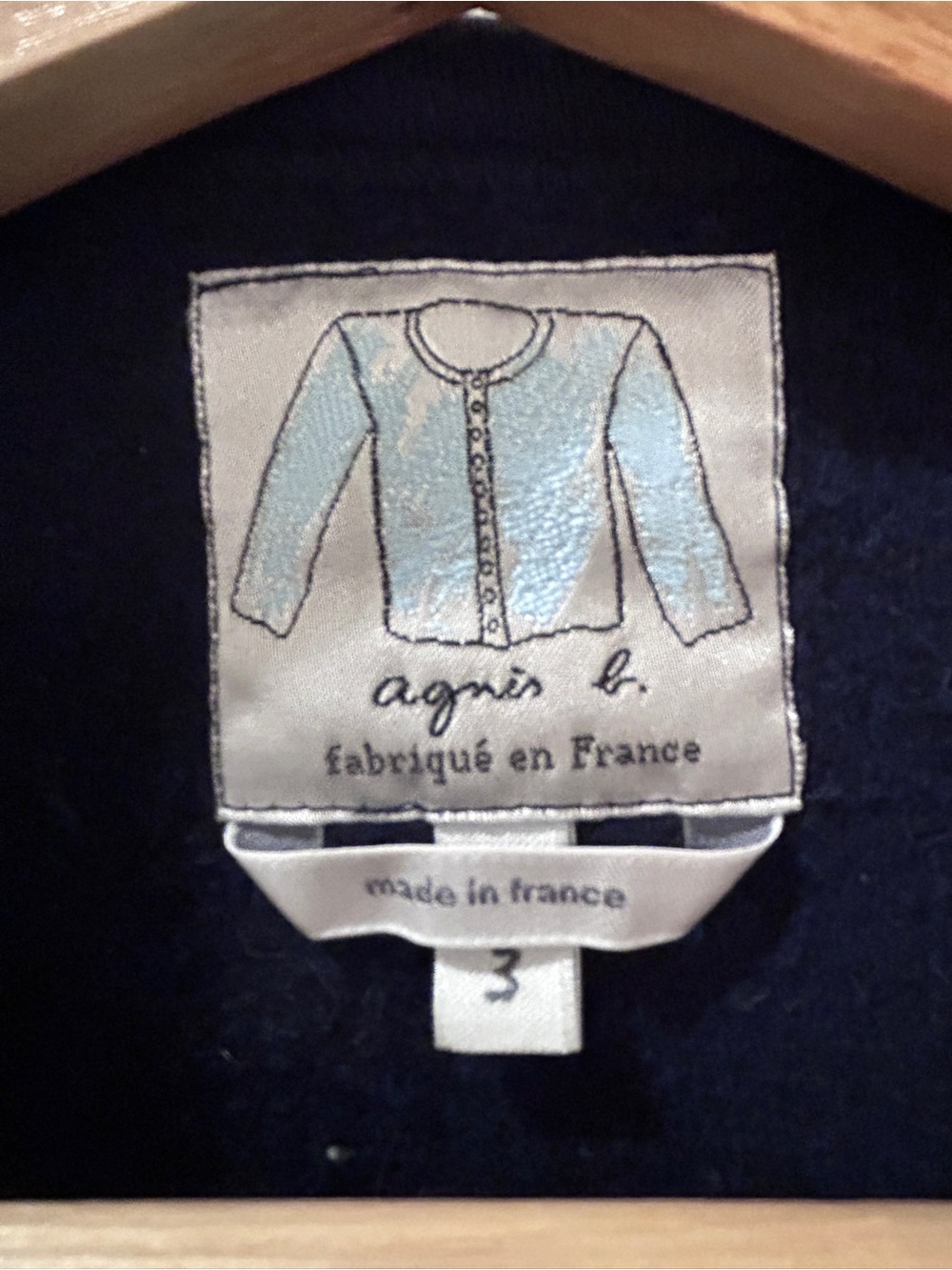 Agnès b. Navy Pearl Snap Button-Front Cotton Cardigan Sweatshirt - Picture 4 of 5